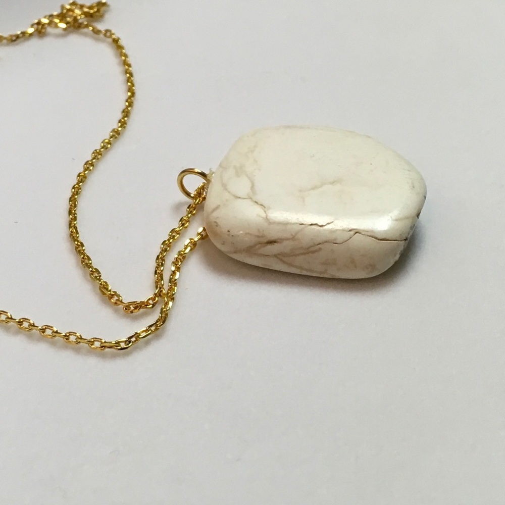 White Howlite W/ Gold Filled Chain Necklace - Picture 4 of 6